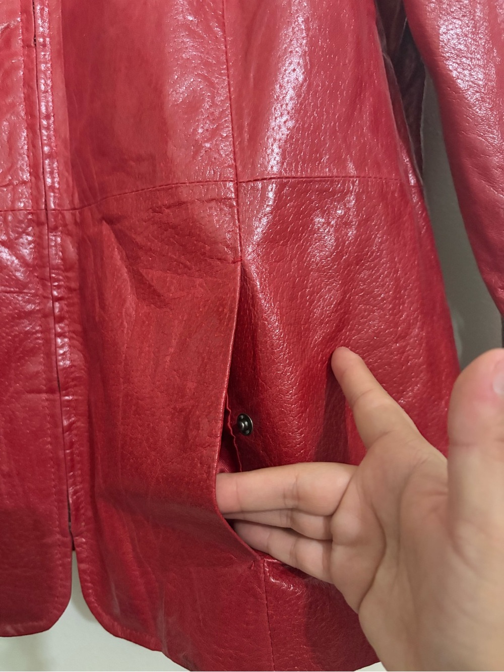 Pamela McCoy Y2K Red Leather Jacket in Large - Picture 3 of 10